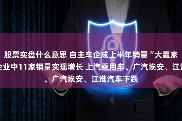 股票实盘什么意思 自主车企成上半年销量“大赢家”！14家企业中11家销量实现增长 上汽乘用车、广汽埃安、江淮汽车下跌